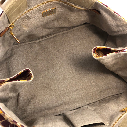 PRADA CANAPA Triangle Logo Full Patterns Tote bag Brown Vintage Old k8v4gs