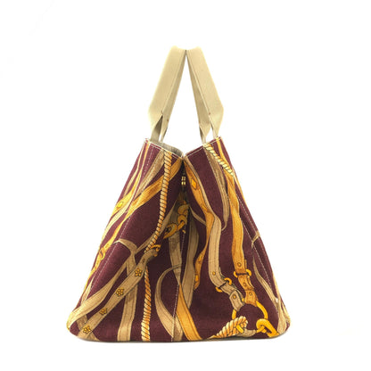 PRADA CANAPA Triangle Logo Full Patterns Tote bag Brown Vintage Old k8v4gs