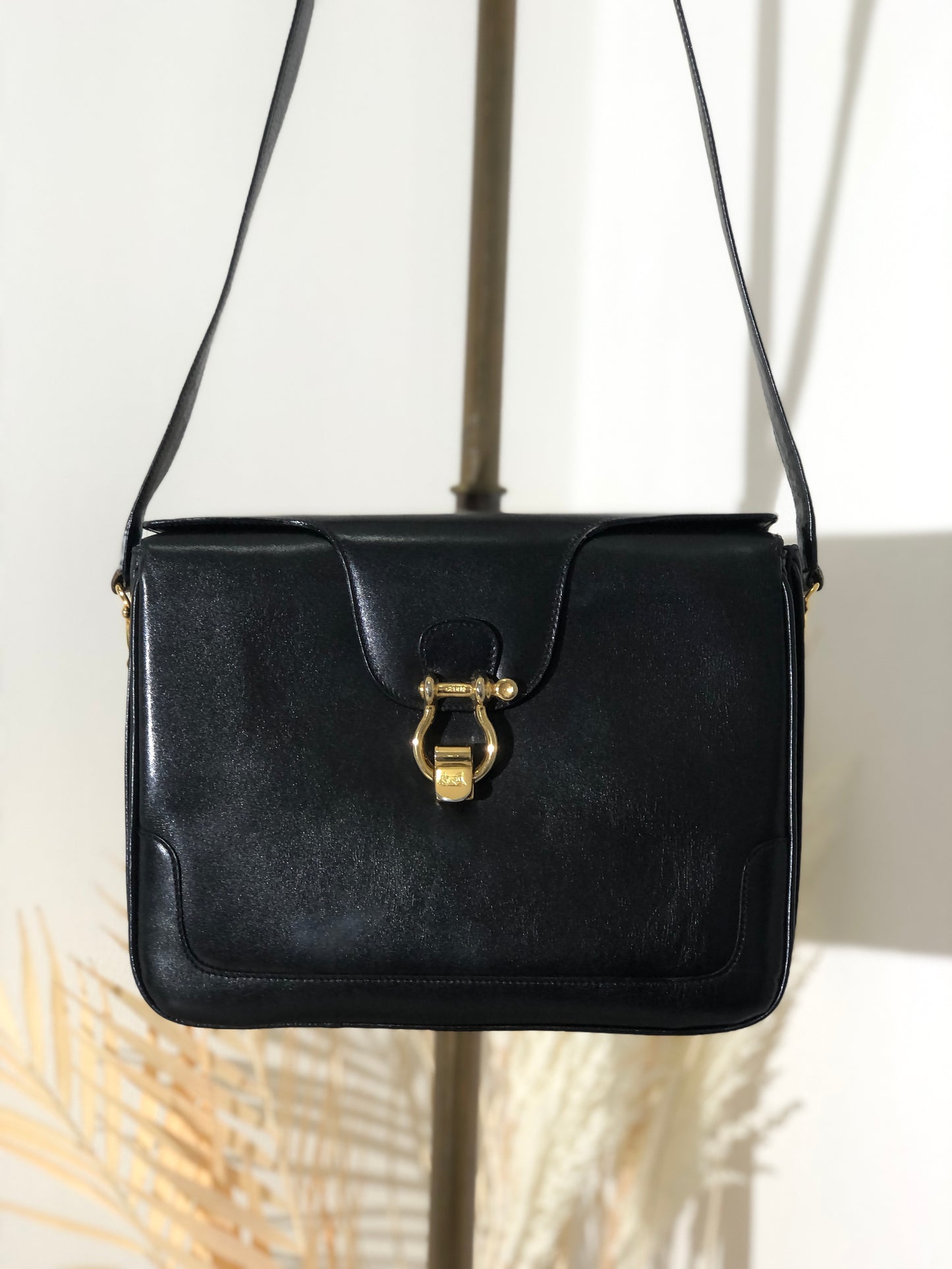 CELINE Horse carriage Horse bit Crossbody Shoulderbag Black Vintage Old CELINE uu5wd4