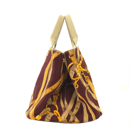 PRADA CANAPA Triangle Logo Full Patterns Tote bag Brown Vintage Old k8v4gs