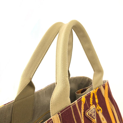PRADA CANAPA Triangle Logo Full Patterns Tote bag Brown Vintage Old k8v4gs