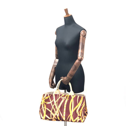 PRADA CANAPA Triangle Logo Full Patterns Tote bag Brown Vintage Old k8v4gs
