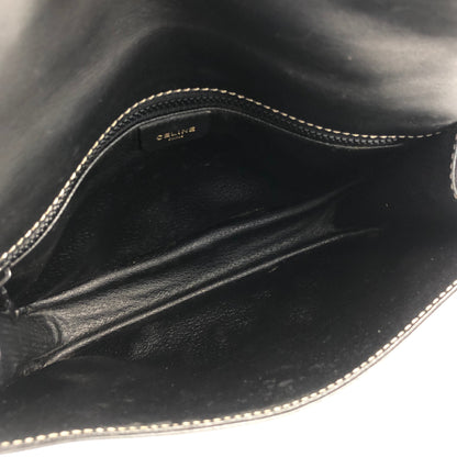 CELINE Blason 對比縫線斜背包單肩包黑色舊款 Celine 復古 rifubn