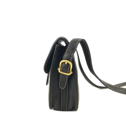 CELINE Blason 對比縫線斜背包單肩包黑色舊款 Celine 復古 rifubn