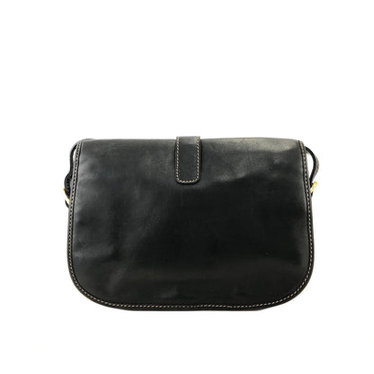 CELINE Blason 對比縫線斜背包單肩包黑色舊款 Celine 復古 rifubn