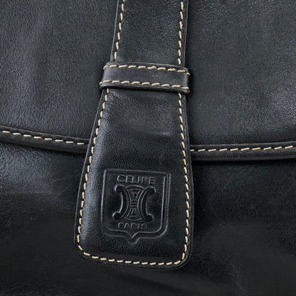 CELINE Blason 對比縫線斜背包單肩包黑色舊款 Celine 復古 rifubn