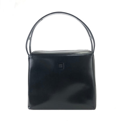 GIVENCHY Logo Leather Box Handbag Black Vintage Old ygk2yx