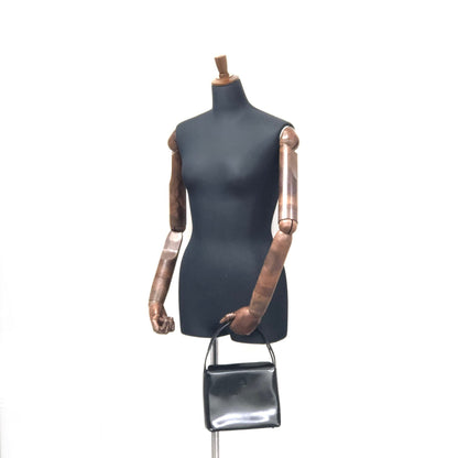 GIVENCHY Logo Leather Box Handbag Black Vintage Old ygk2yx
