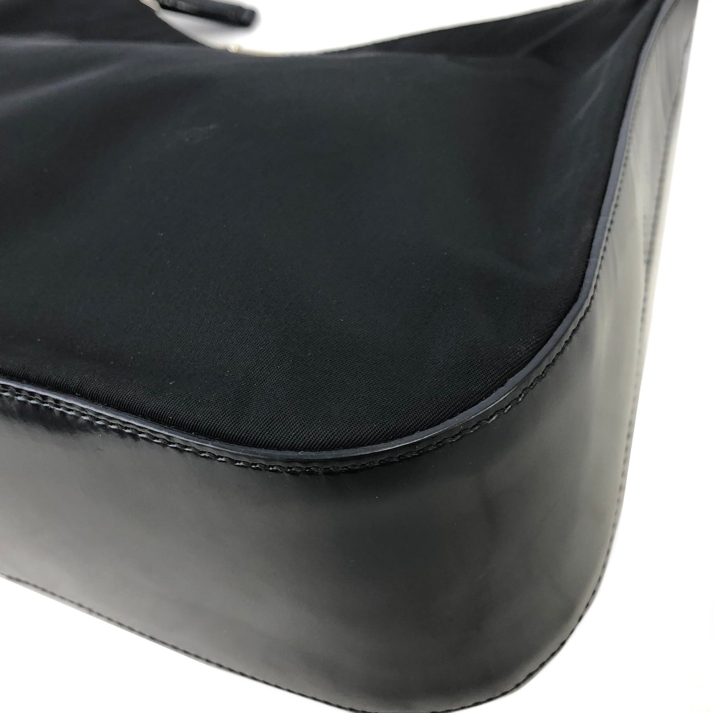 PRADA Triangle Logo Nylon Shoulder bag Hobo bag Black Vintage iazdpx
