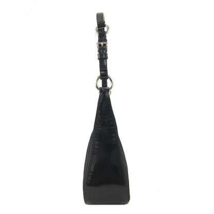 PRADA Triangle Logo Nylon Shoulder bag Hobo bag Black Vintage iazdpx