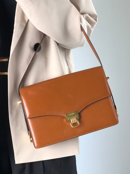 CELINE Horse Bit Shoulder bag Brown Vintage zjkkfe