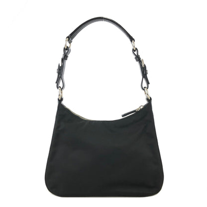 PRADA Triangle Logo Nylon Shoulder bag Hobo bag Black Vintage iazdpx
