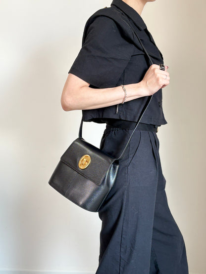 Christian Dior Turn Lock Shoulder bag Black Vintage rz2umb