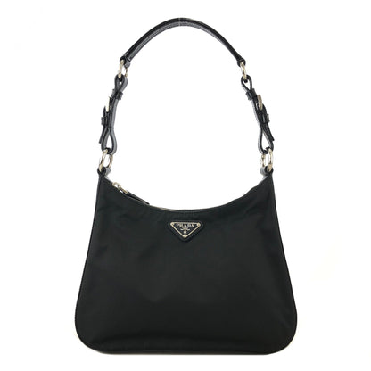 PRADA Triangle Logo Nylon Shoulder bag Hobo bag Black Vintage iazdpx