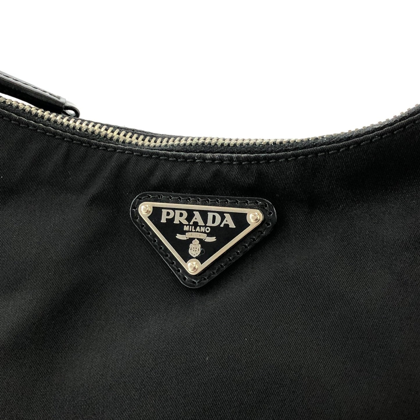 PRADA Triangle Logo Nylon Shoulder bag Hobo bag Black Vintage iazdpx