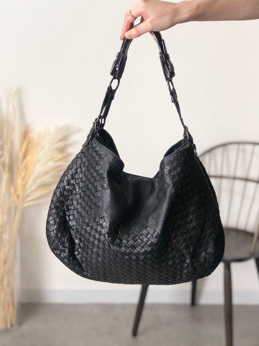 Bottega Veneta Intrecciato Shoulder bag Black Vintage 7fgs3j