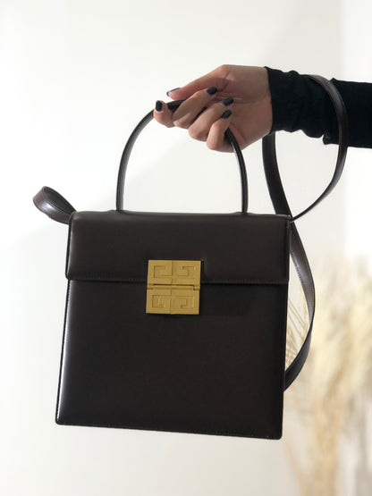 GIVENCHY Logo Handbag Shoulder bag Brown Vintage Old f6u5eu