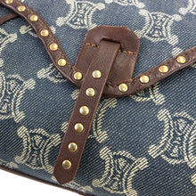 Load image into Gallery viewer, CELINE Paris macadam Studs Handbag Hobobag Denim Indigo Vintage Old CELINE bzjiiv
