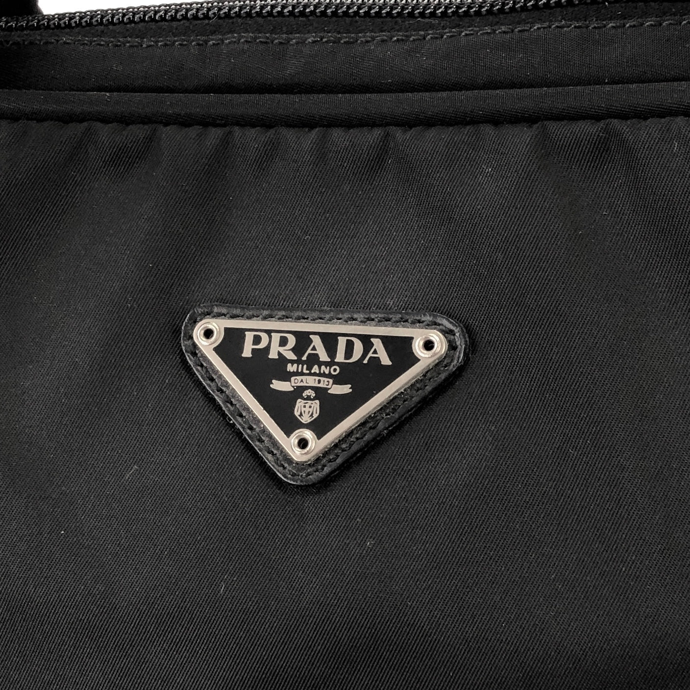 PRADA Triangle logo Nylon Tote bag Black Vintage asuuk8