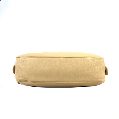 PRADA Embossed Logo Leather Boston bag Handbag Beige Vintage Old