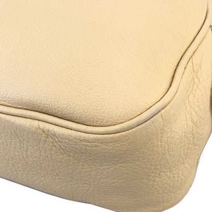 PRADA Embossed Logo Leather Boston bag Handbag Beige Vintage Old