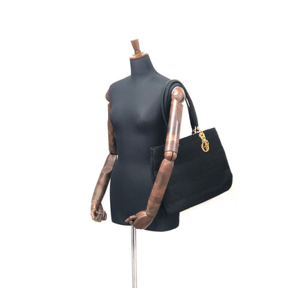 Christian Dior Cannage Charm Nylon Tote bag A4 Black Vintage Old rci6nh
