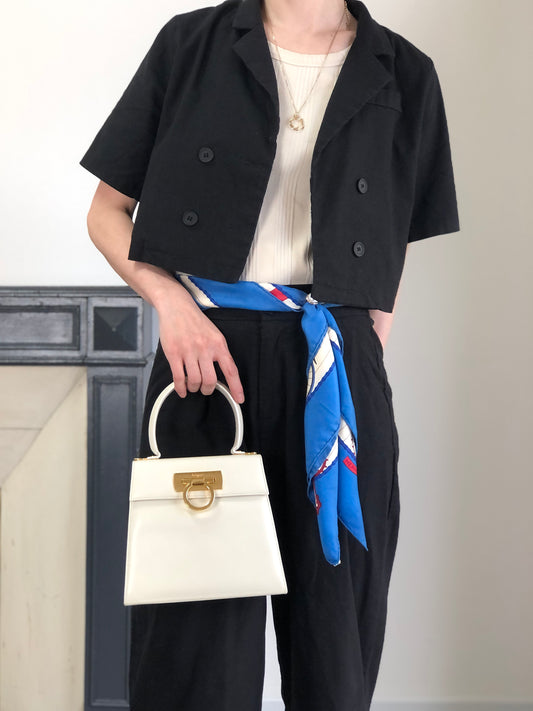 Salvatore Ferragamo Gancini Two-way Handbag Shoulder bag White Vintage d37hra