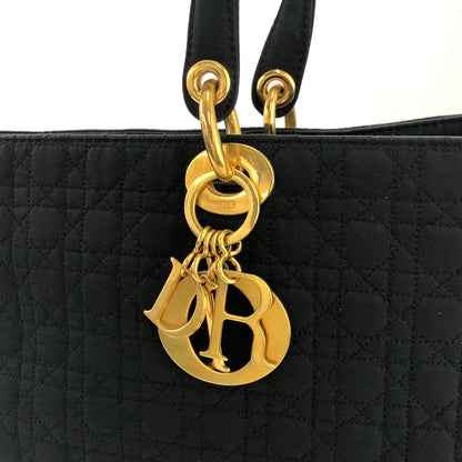 Christian Dior Cannage Charm Nylon Tote bag A4 Black Vintage Old rci6nh