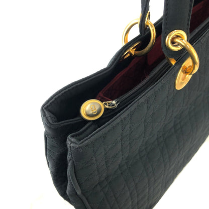 Christian Dior Cannage Charm Nylon Tote bag A4 Black Vintage Old rci6nh