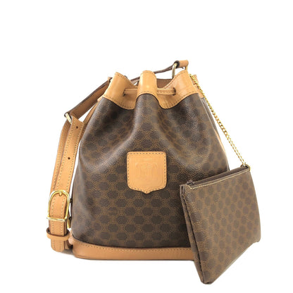 CELINE Macadam Drawstring Shoulder bag Brown Vintage Old Celine wy5exv