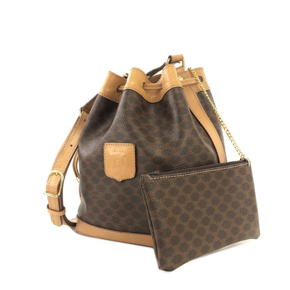 CELINE Macadam Drawstring Shoulder bag Brown Vintage Old Celine wy5exv