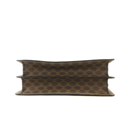 CELINE Macadam Gancini Double flap Tophandle Handbag Brown Vintage Old CELINE b4snpe