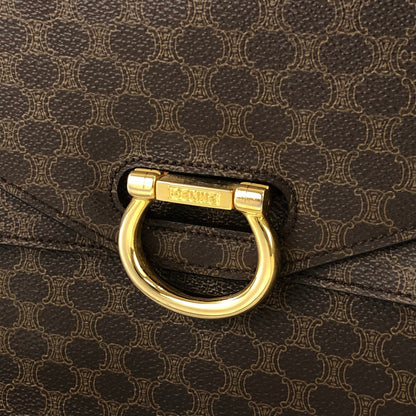 CELINE Macadam Gancini Double flap Tophandle Handbag Brown Vintage Old CELINE b4snpe