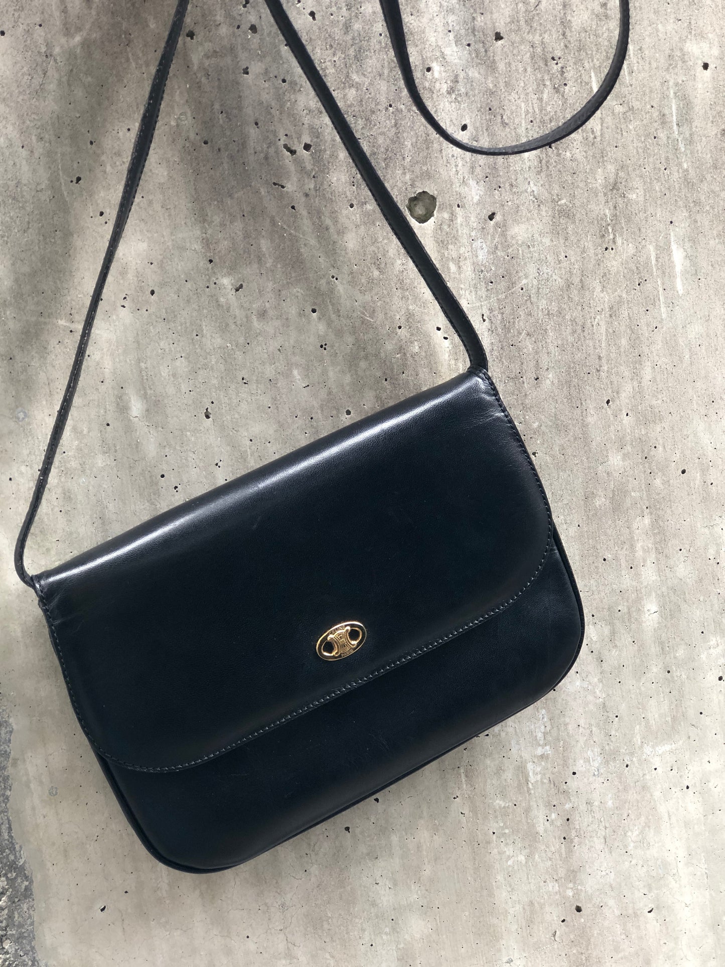 CELINE Blason Triomphe Shoulder Bag Black Old Celine Vintage dsacea