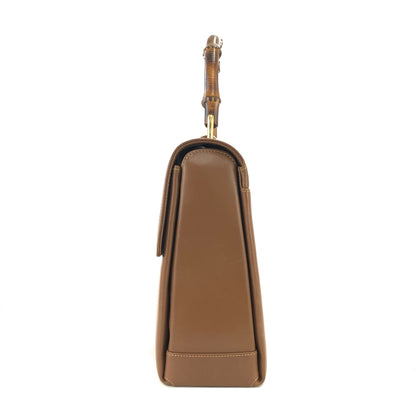 GUCCI Bamboo Turn lock Handbag 2way Brown Vintage Old GUCCI enbh7a