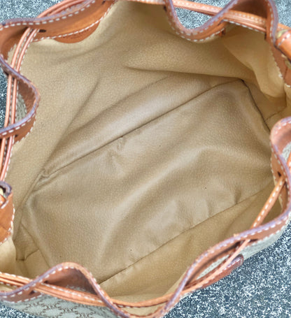 CELINE Macadam Blason Drawstring Shoulder bag Beige Vintage Old Celine zn4s43