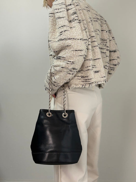 CELINE Logo Chain Shoulder bag Black Vintage hx5ihk