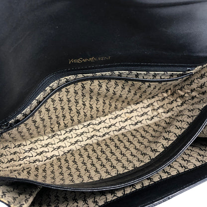 Yves Saint Laurent YSL logo Vertical stripes Crossbody Shoulder bag Black Vintage Old g48mf2