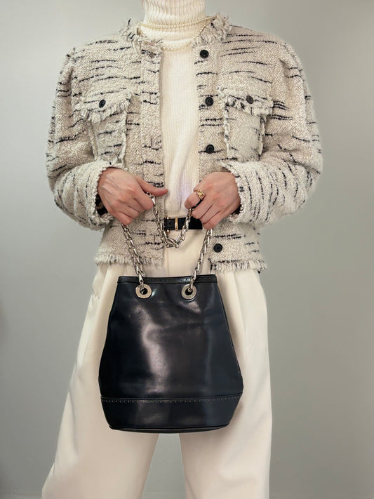 CELINE Logo Chain Shoulder bag Black Vintage hx5ihk