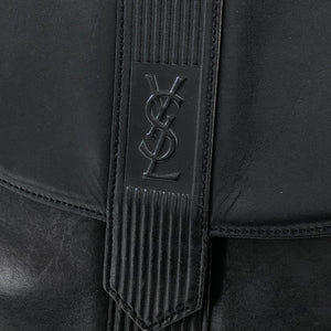 Yves Saint Laurent YSL logo Vertical stripes Crossbody Shoulder bag Black Vintage Old g48mf2