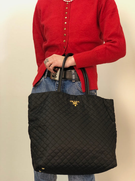 PRADA Logo Totebag Black Vintage eg4mx4