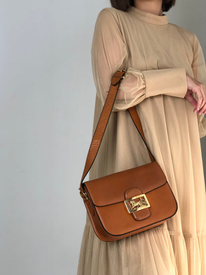 CELINE Horse Carriage Shoulder bag Brown Vintage pejihj