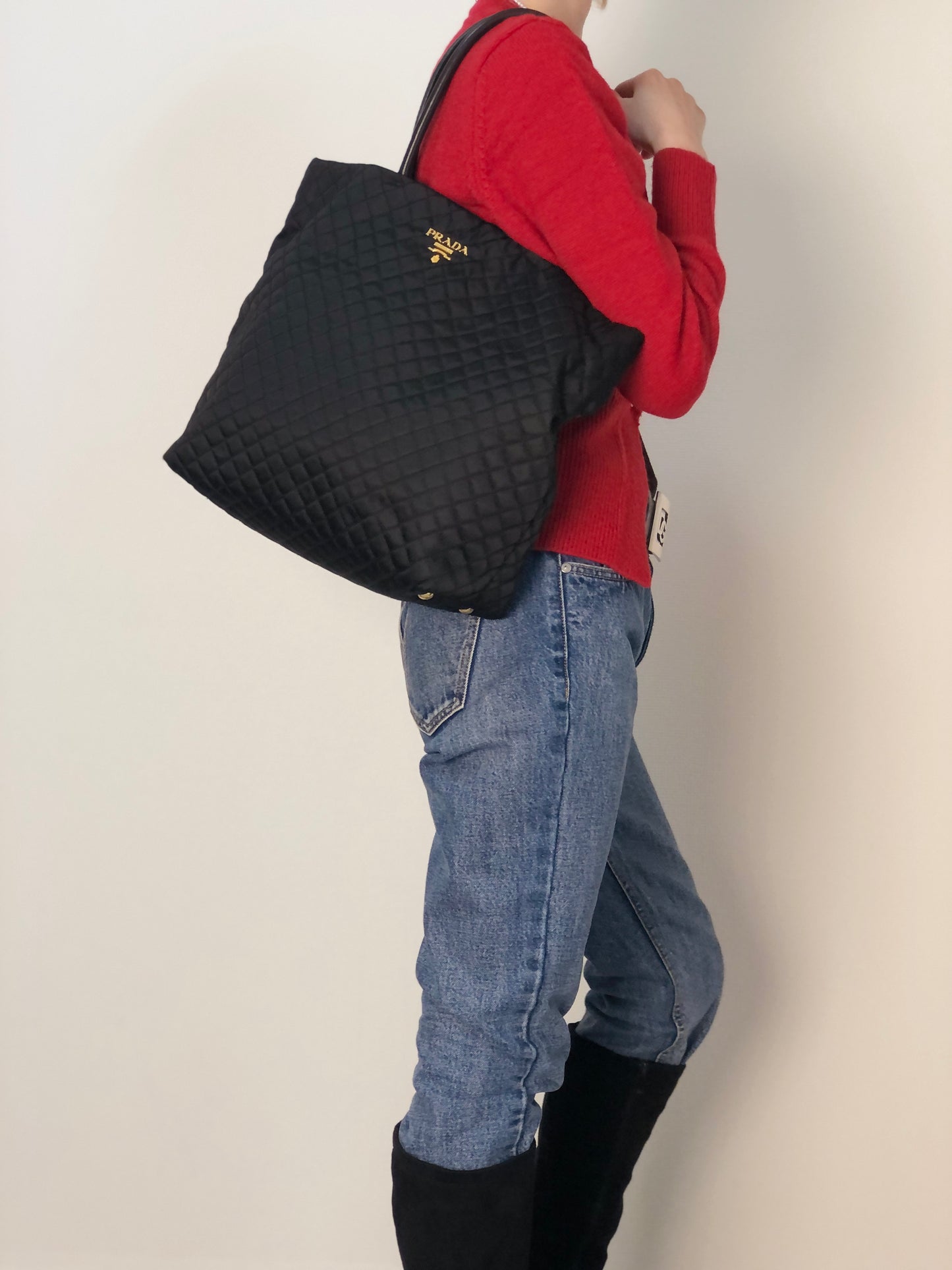 PRADA Logo Totebag Black Vintage eg4mx4