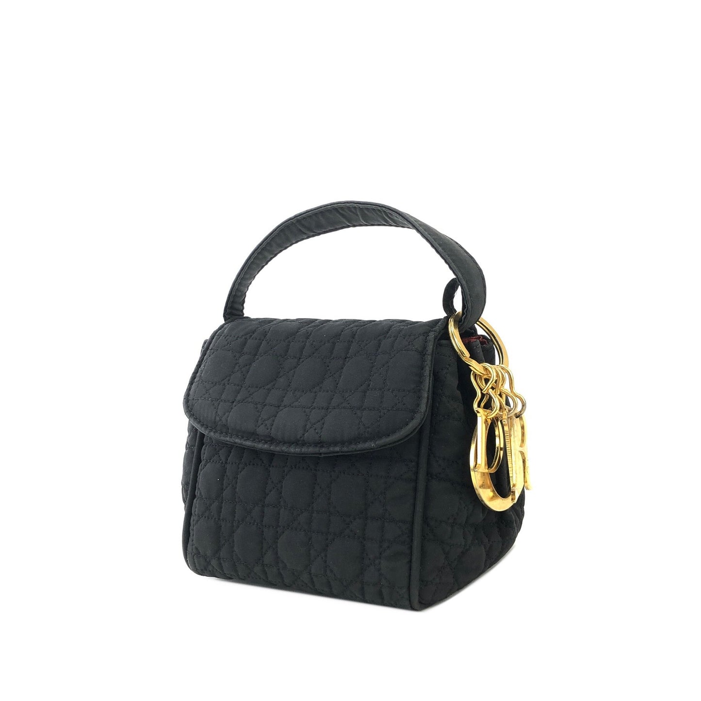 Christian Dior Cannage Charm Nylon Mini Handbag Black Vintage Old kjas5s