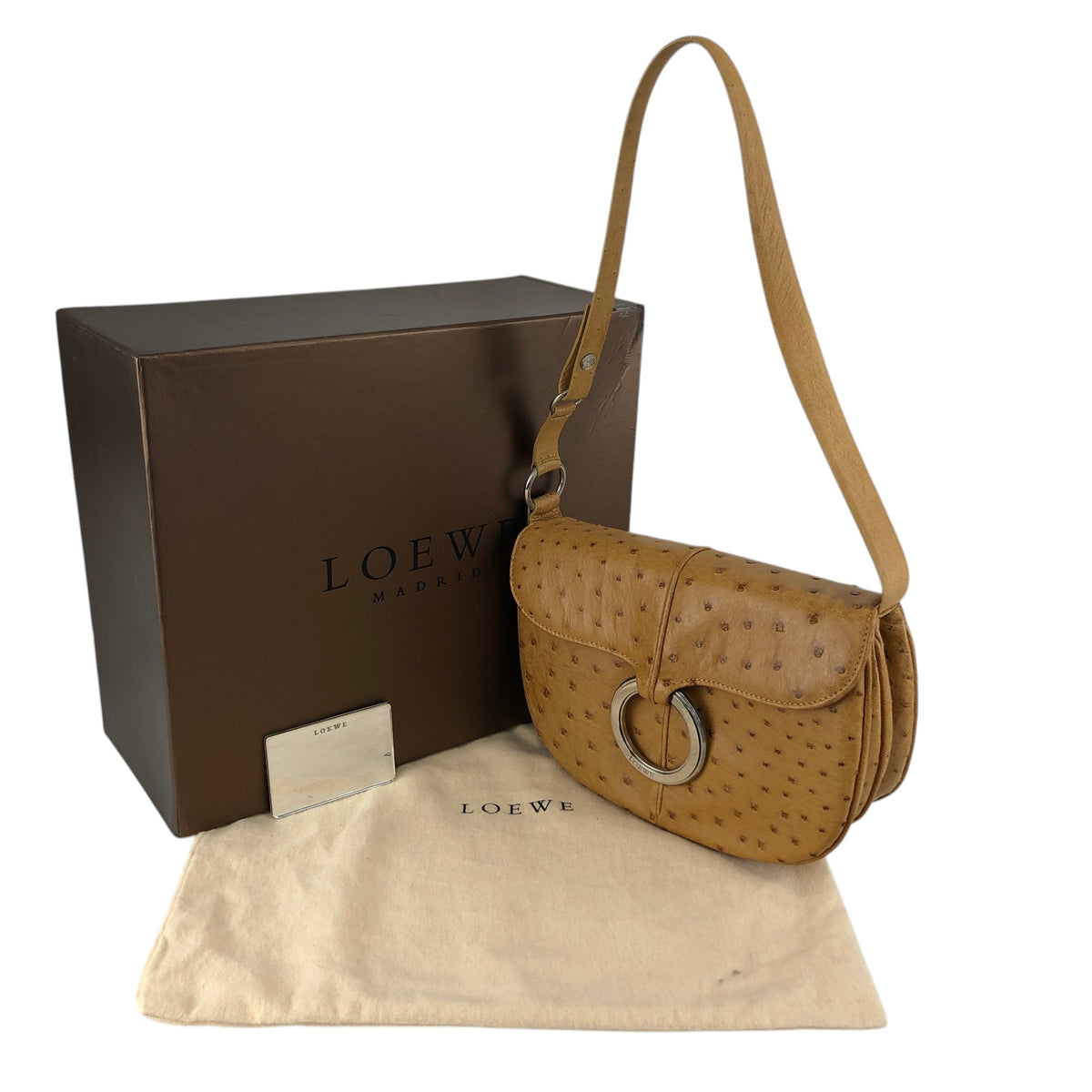 LOEWE Logo Shoulder bag Beige Vintage 2bjbin