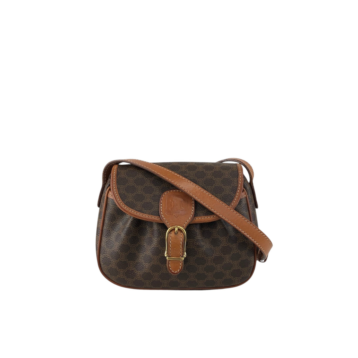 CELINE Macadam Blason Shoulder bag Brown Vintage 4bfs88