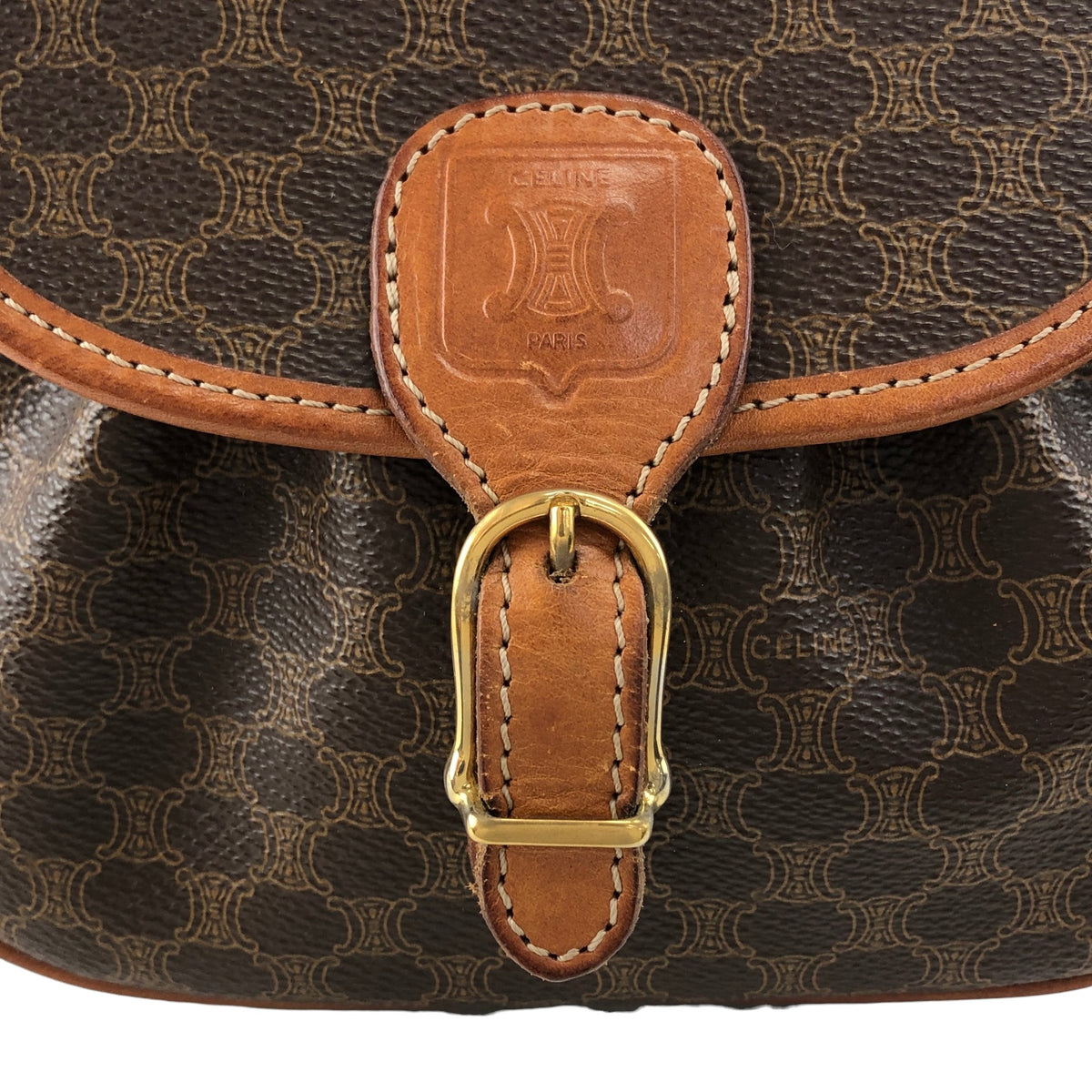 CELINE Macadam Blason Shoulder bag Brown Vintage 4bfs88