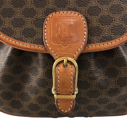 CELINE Macadam Blason Shoulder bag Brown Vintage 4bfs88