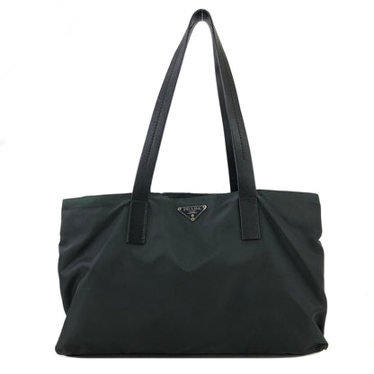 PRADA Triangle logo Nylon Tote bag Khaki Vintage anajd8