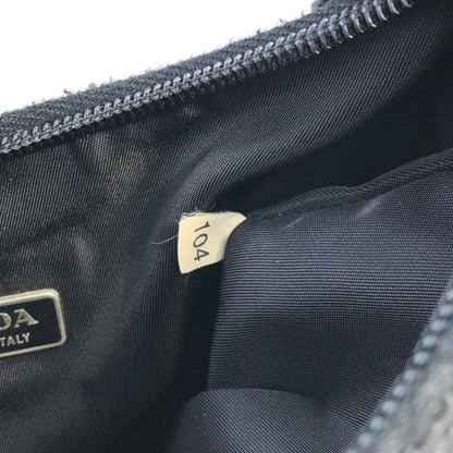 PRADA Triangle logo Nylon Handbag Hobo bag Black Vintage ajhrhr